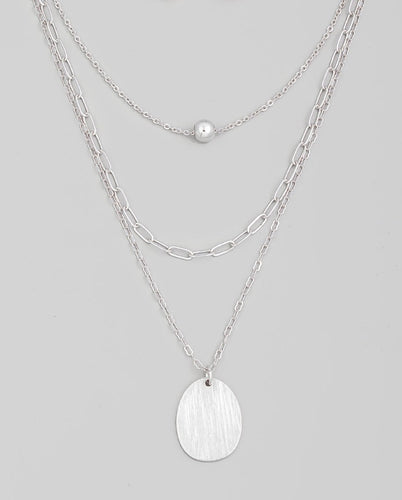 Silver Layered Organic Pendant Necklace