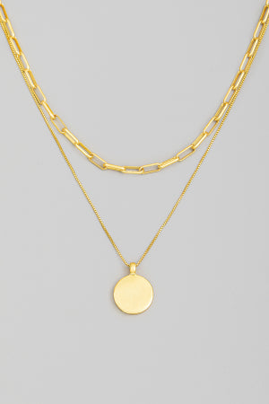 Gold Dipped Coin Layered Necklace