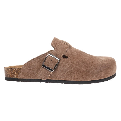 Taupe Mule Slide with Buckle Detail