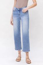 Mid Rise Cropped Straight Leg Denim