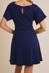 Navy Flare Hem Dress