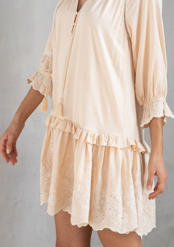 Boho Neutral Ruffle Dress Millie Boutique & Jewelry Bar Boho Neutral Ruffle Dress Millie Boutique & Jewelry Bar