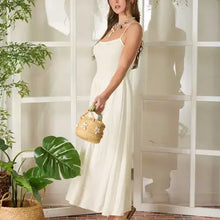 Cream Smocked Midi Dress
