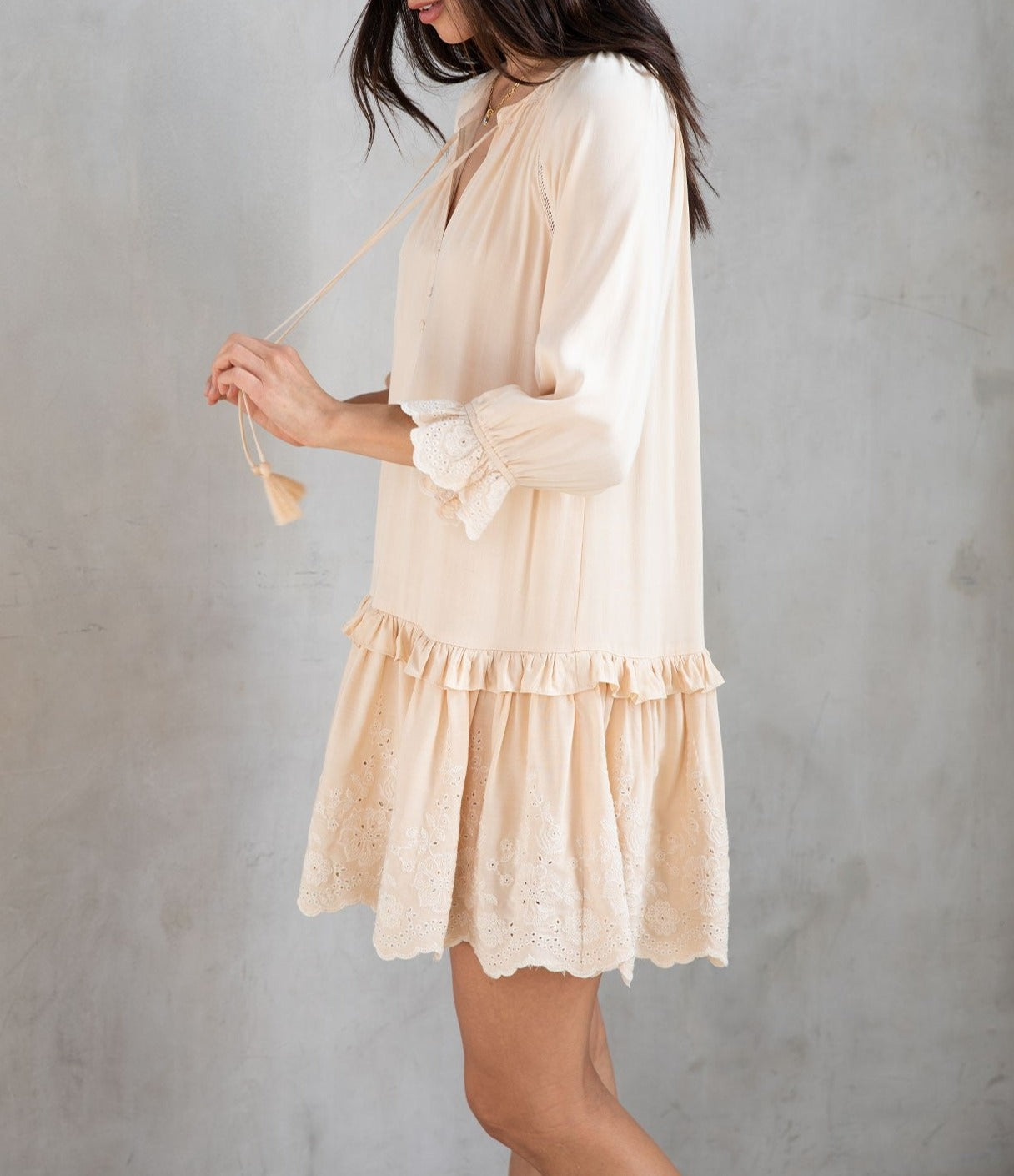 Boho Neutral Ruffle Dress Millie Boutique & Jewelry Bar Boho Neutral Ruffle Dress Millie Boutique & Jewelry Bar