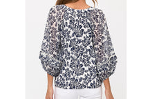 Navy/White Floral Blouse