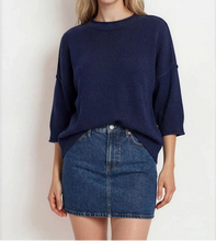 Exposed Seam Short Sleeve Sweater
