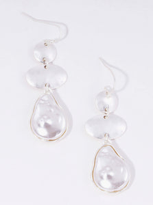 Oval & Pearl Drop Dangle Earrings