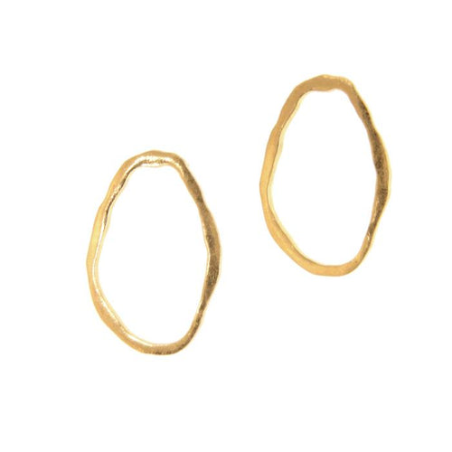 Gold Oval Hoop Post Earrings
