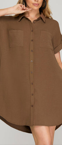 Chestnut Brown Shirt Dress