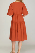 Balloon Sleeve Wrap Midi Dress