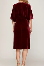 Maroon Velvet Midi Dress