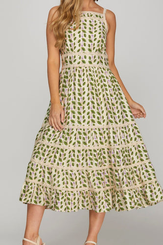 Sleeveless Smocked  Midi Dress