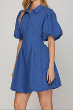 Blue Puff Sleeve Balloon Dress