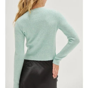 Mint Ribbed Knit Crew Neck Sweater