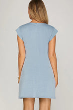 Blue Button Down Knit Dress