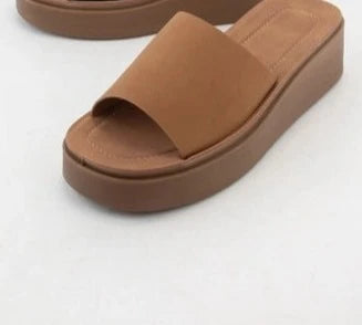 Camel Open Toe Wedge