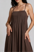 Pintuck Midi Brown Sundress