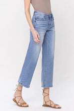 Mid Rise Cropped Straight Leg Denim