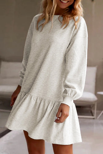 Cream Ruffle Hem Dress