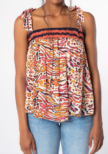 Leopard Print Smocked Tank