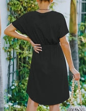 Black V-Neck Shirt Dress