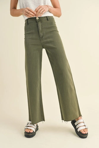 Olive & Washed Black Straight Wide Leg Denim