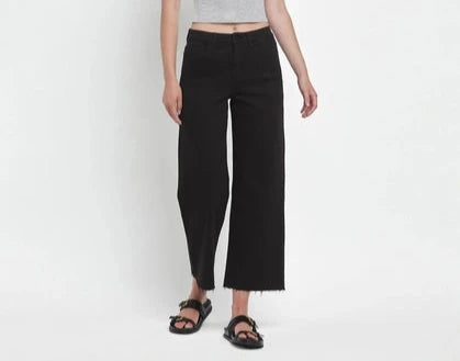 Black High Rise Crop Wide Leg