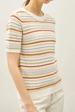 Multi Stripe Short Sleeve Sweater