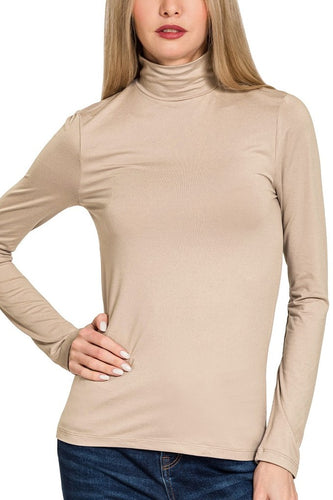 Beige Mock Neck