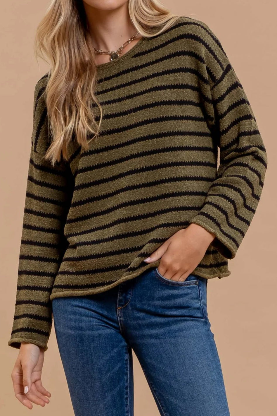 Olive Striped Sweater