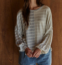 Cream / Grey Contrast Stripe Top