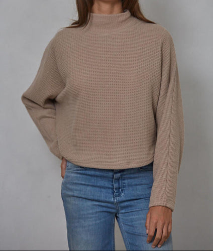 Latte Knit Mock Neck Pullover