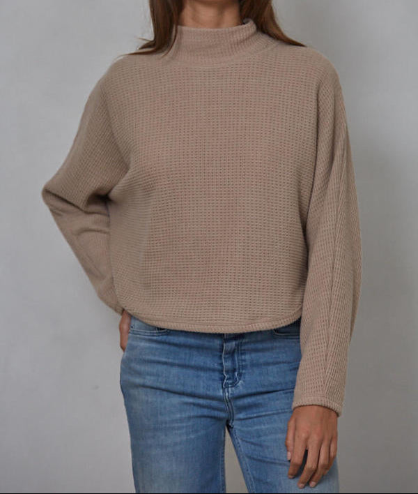 Latte Knit Mock Neck Pullover