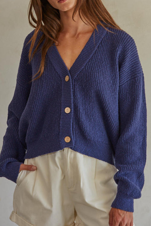 Navy Button Down Cardigan