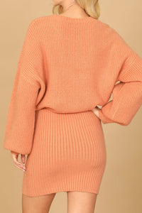 Pumpkin Ribbed Sweater Dress