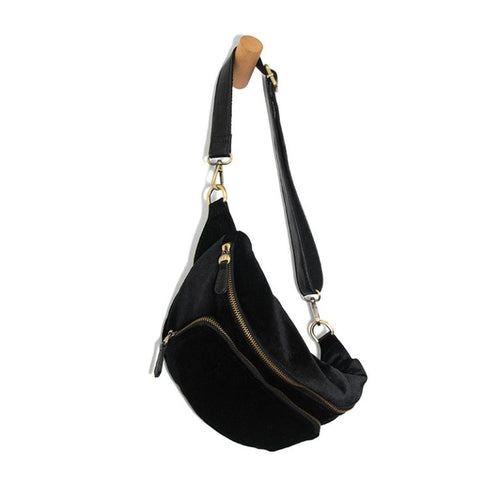 Black Velvet Crossbody Bag