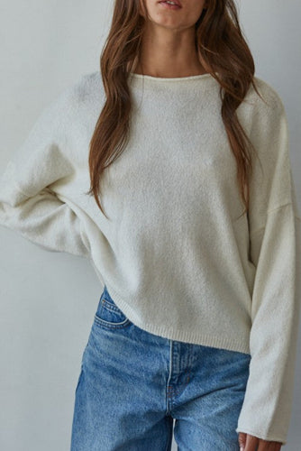 Cream Drop Shoulder Sweater