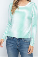 Mint Stripe Long Sleeve Top