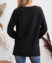 Black Puff Sleeve Asymetrical Sweater