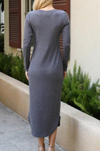 Charcoal Button Midi Dress