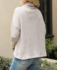 Oatmeal Plus Size Cowl Neck Sweater