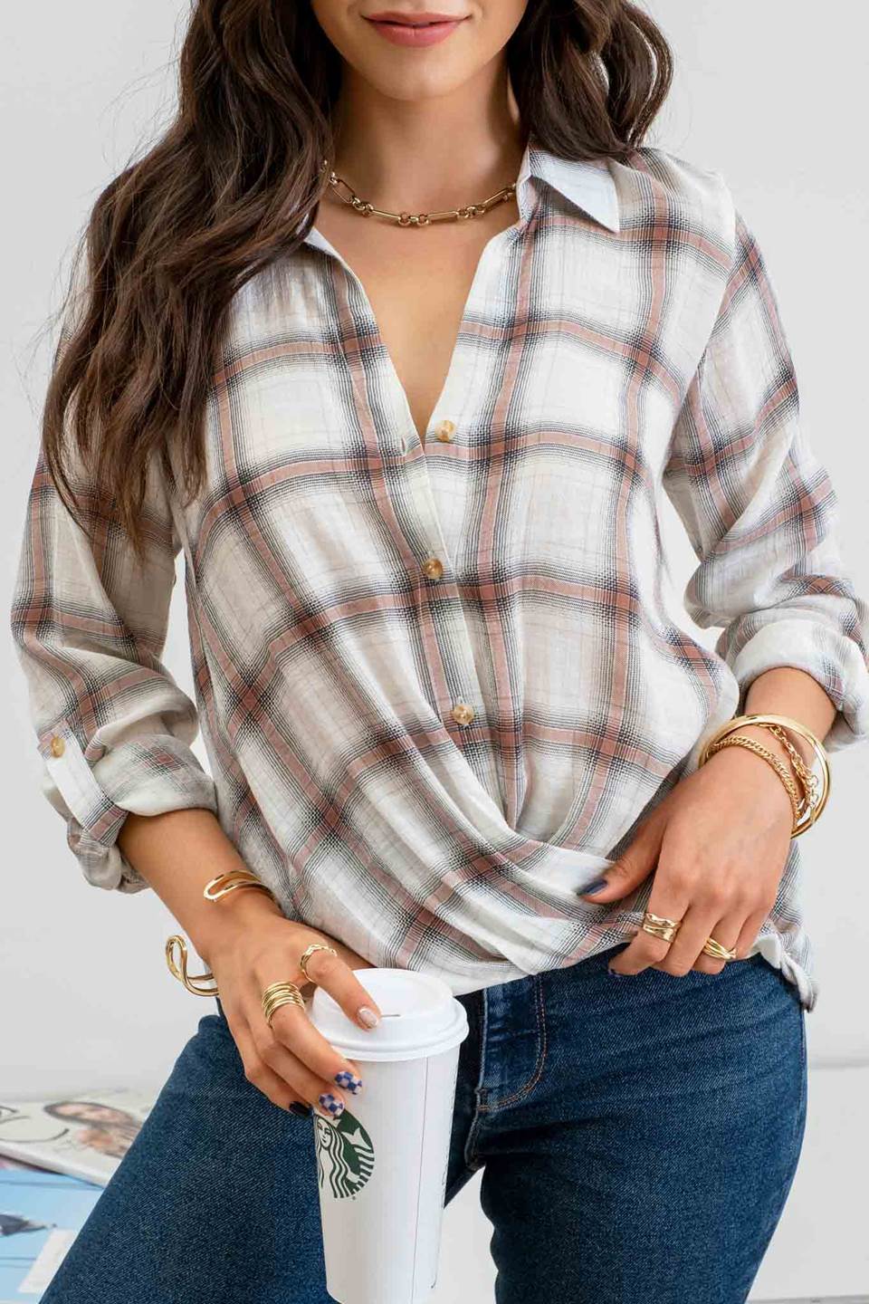 Roll Up Sleeve Blouse