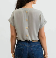 Sage Blouse with Back Button Detail