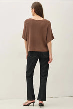 Brown Ribbed Dolman Sweater
