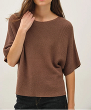 Brown Ribbed Dolman Sweater
