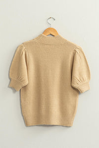 Taupe Puff Sleeve Sweater