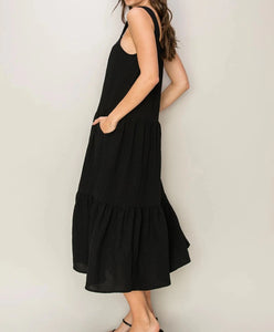 Black Tiered Midi Dress