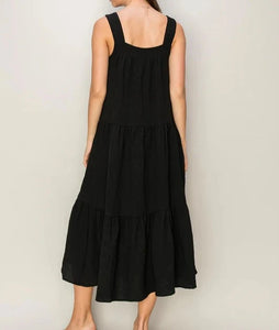 Black Tiered Midi Dress