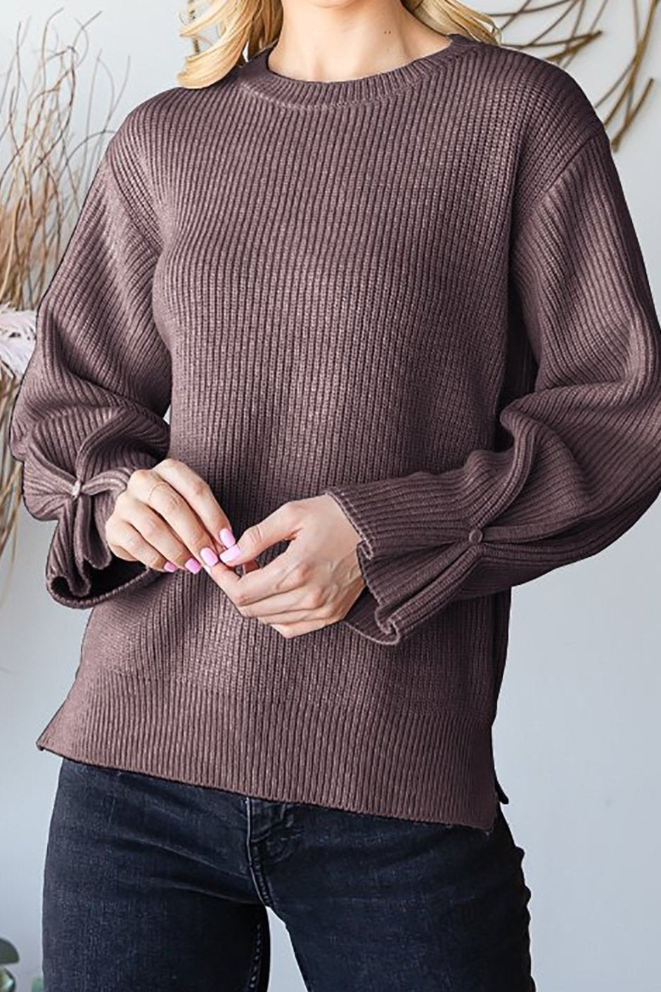 Espresso Button Sleeve Top