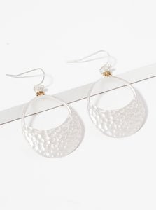 Matte Silver Hammered Wire Wrapped Earrings